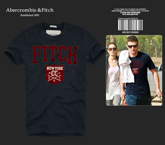 Abercrombie Fitch Hombres De Cuello Redondo Con Gente Fotos Corto Remera AF5642